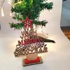 Christmas Tree Wooden Hollow Out Festival Decorative Handmade Desktop Ornaments Gift English Letter Xmas Tree New Year Decoration Party Supplies