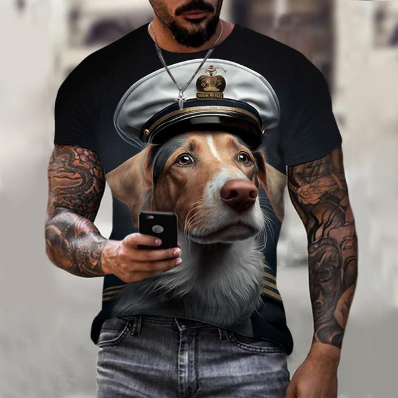 Tricou pentru bărbați Hip Hop Trend Harajuku Top Bulldog imprimeu Vară Tricou cu mânecă scurtă Casual O-gate Tricouri supradimensionate Îmbrăcăminte amuzantă