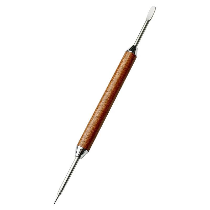 Stainless Steel Coffee Decorating Art Pen Wooden Handle Latte Pull Flower Needle Barista Tool Coffee Accessories Modeling Tool