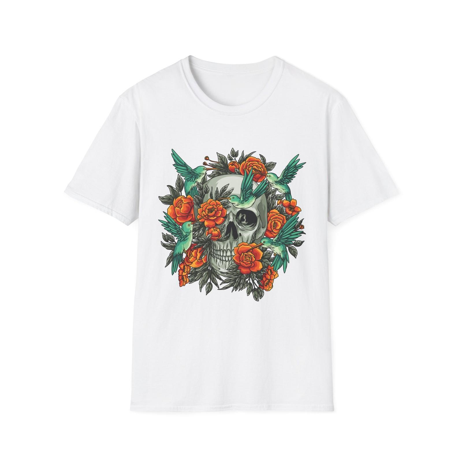 Skull and Roses T-Shirt - Edgy Unisex Tee, Perfect for Music Festivals S