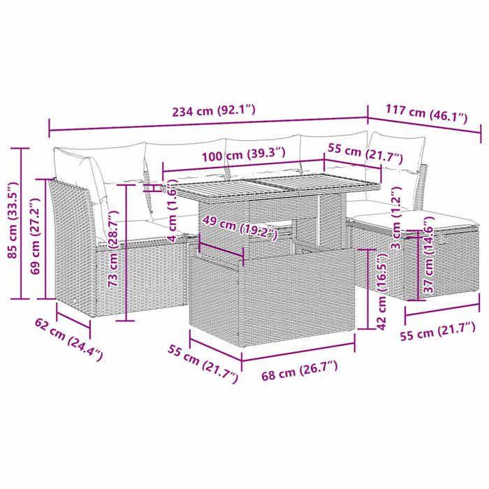 VidaXL Salon de jardin avec coussins 6 pcs gris résine tressée acacia 3327971