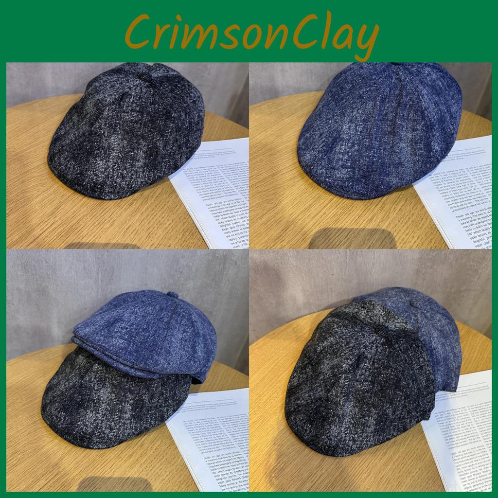 For Vintage Beret Women With Water Wash Denim And Short Brim For Wear Daily