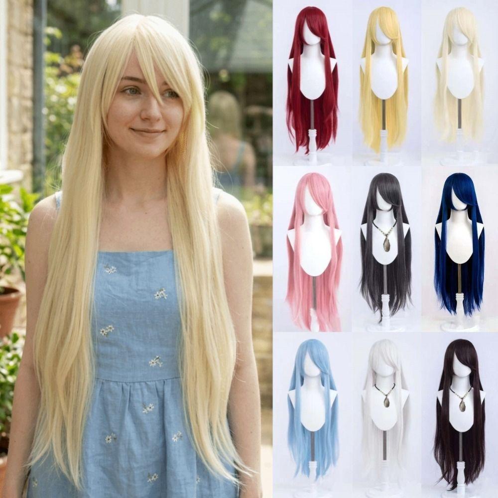 Straight Versatile 39.37inch Handmade Wig Universal Halloween Cosplay Wig  Makeup Party