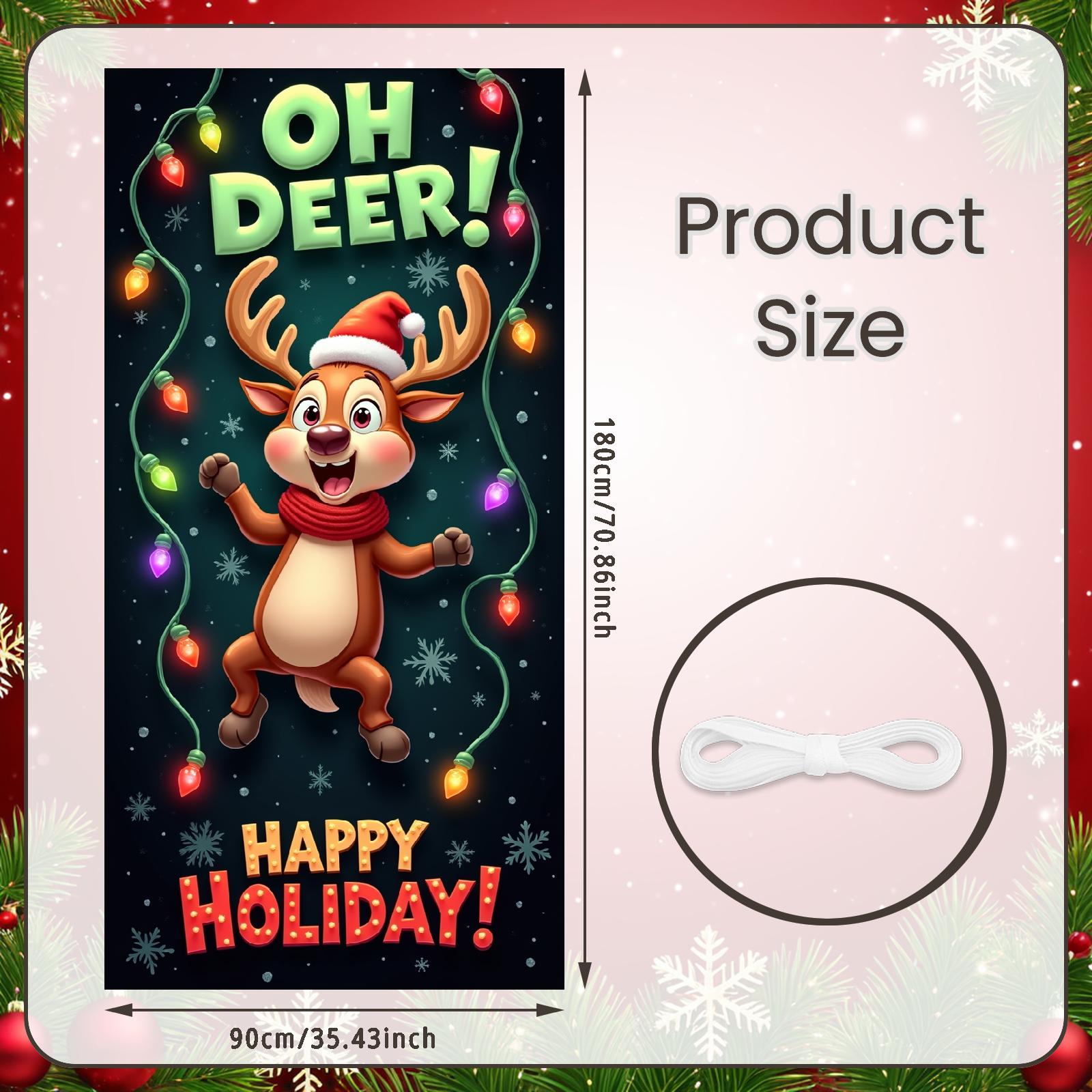 

Christmas Banner Santa Hat Christmas Decor Holiday Decoration Reindeer Image Christmas Party For Family Gathering Event