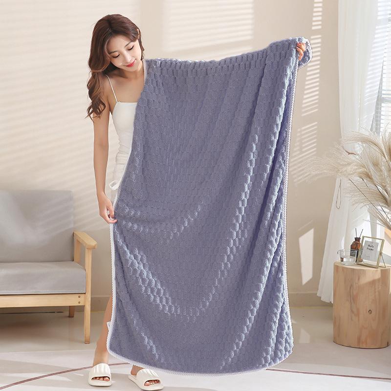 Absorbent Solid Color Coral Fleece Bath Towel Set with Bath Cap – 4 Piece, Soft & Cozy