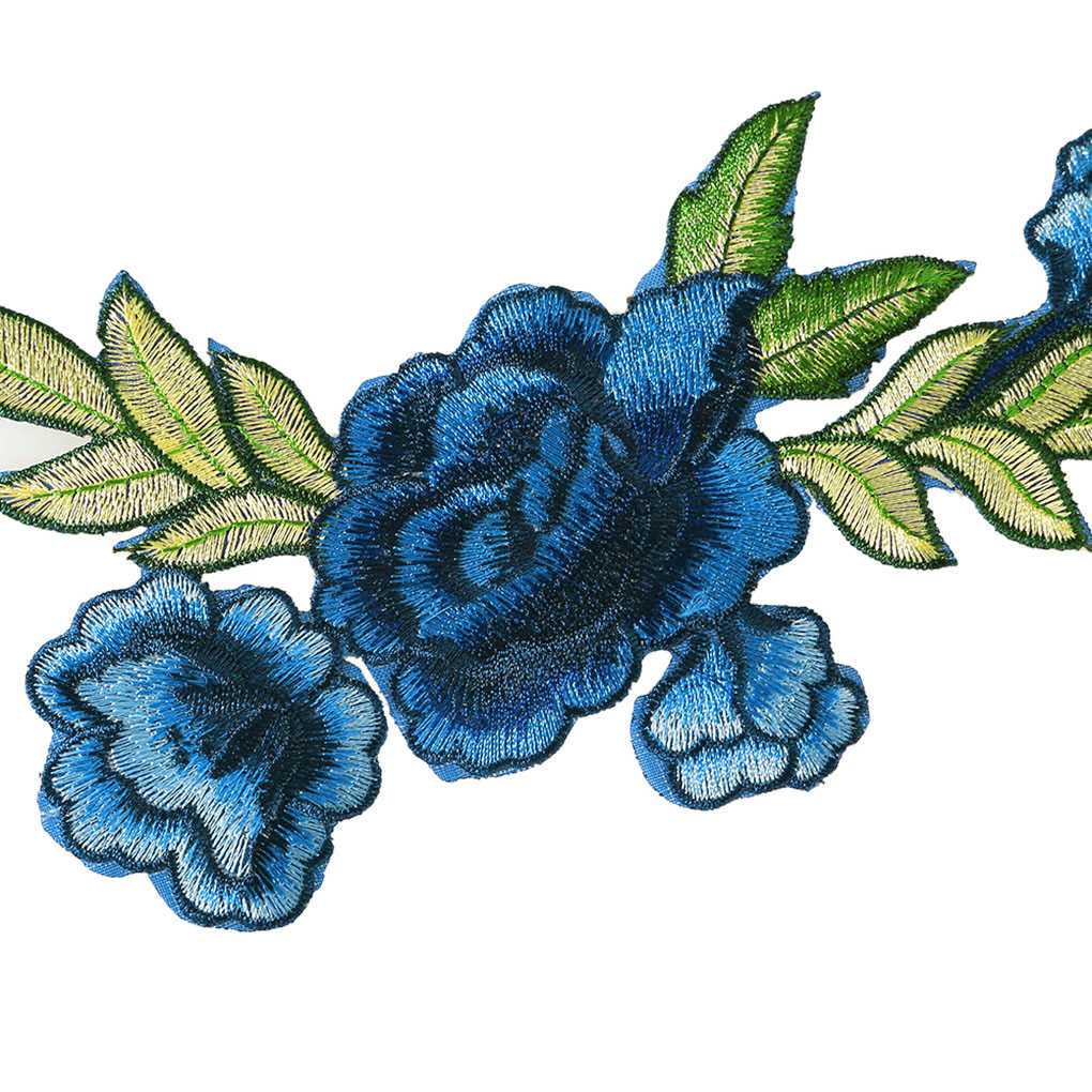 2Pcs Embroidery Flower Decor Patch Dress Hat Needlework Bag Jeans Applique Crafts Clothing Accessories DIY