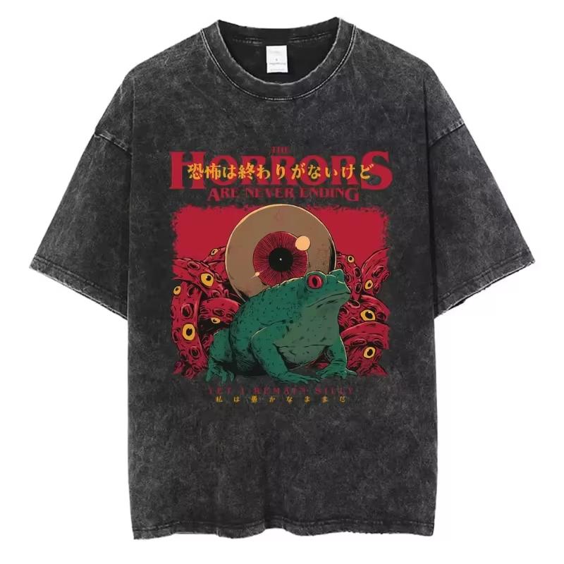 

I Do Not Think Therefore I Do Not Am T-shirt Funny Japanese Style Opossum Vintage Washed T Shirt Unisex Fashion T-shirts 3XL