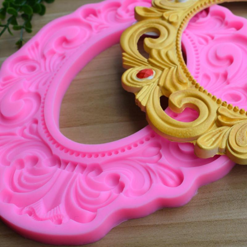 Fotorahmen im europäischen Stil, Silikonform, DIY-Kuchen, Schmuck, Basteln, Ton, Gips, Tropfenform