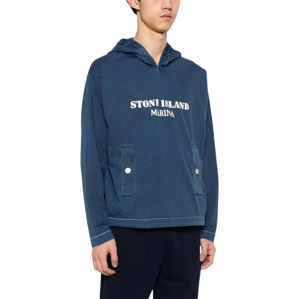 Stone Island Hooded Logo Sweatshirt Men sweatshirts Blue 8015615X2-V0127