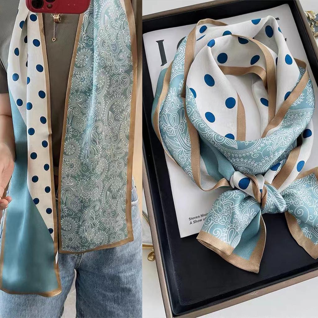 Bysifa|New Blue Yellow Long 100% Mulberry Silk Scarf Headband Spring Summer Fashion Floral Silk Ribbons Scarves Floulard Printed