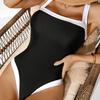 1011 New Sexy Swimsuit Women Cover Meat and Look Thin Black and White Splicing Contrasting Color One-piece Swimsuit