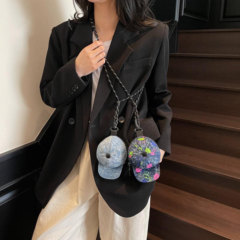 Korean Style Trendy Denim Mini Crossbody Bag with Lanyard and Coin Purse