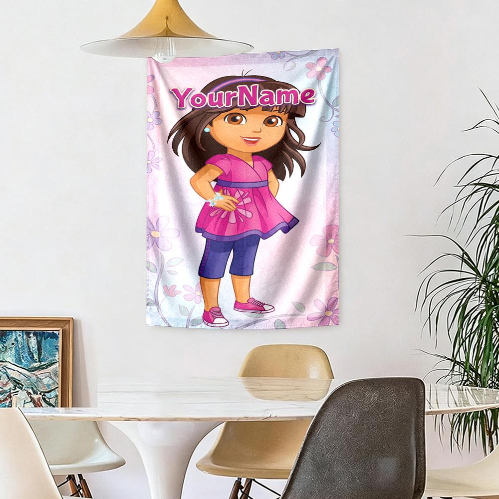 Dora Explorer Custom Your Name Wall Decor Tapestry Art For Pet Memorial Birthdaywedding Party Backdrop Family Gift