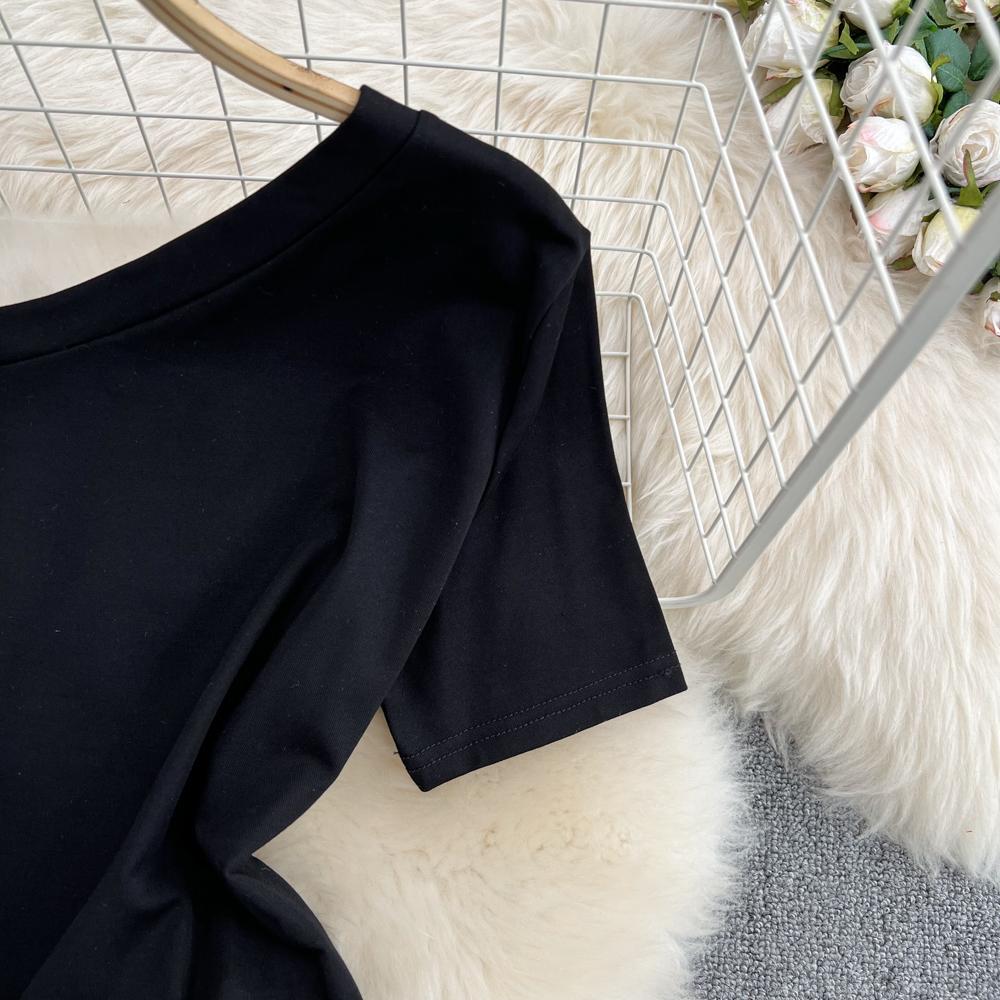 Fashion Suit Women Slanted Collar Off-Shoulder Slim Short Top Two Piece High Waist Irregular Mesh Skirt