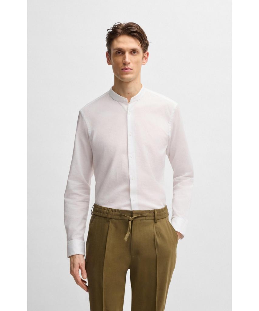 BOSS Regular Fit Patterned Size White Shirt, Cotton, Men's, 40,