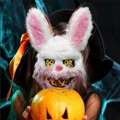 Leuchtender Horror Blutiger Hase Bär Maske Halloween LED Leuchtende Tier Simulationsmaske Rollenspiel Maskerade Party Kostüm Dekor