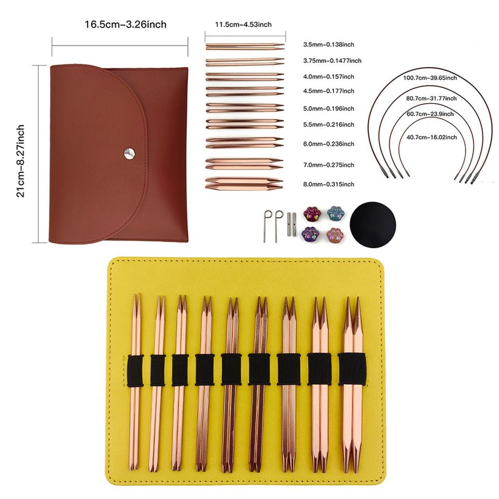 Interchangeable Circular Knitting Needle Set with Case 3.5mm-8.0mm Aluminum Crochet Hook Set Knitting Tool