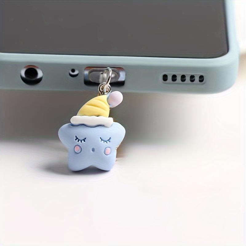 1pc Cartoon Sleeping Hat Star/Moon Mobile Phone Dust Plug For IPhone/Type-C Mobile Phone Port