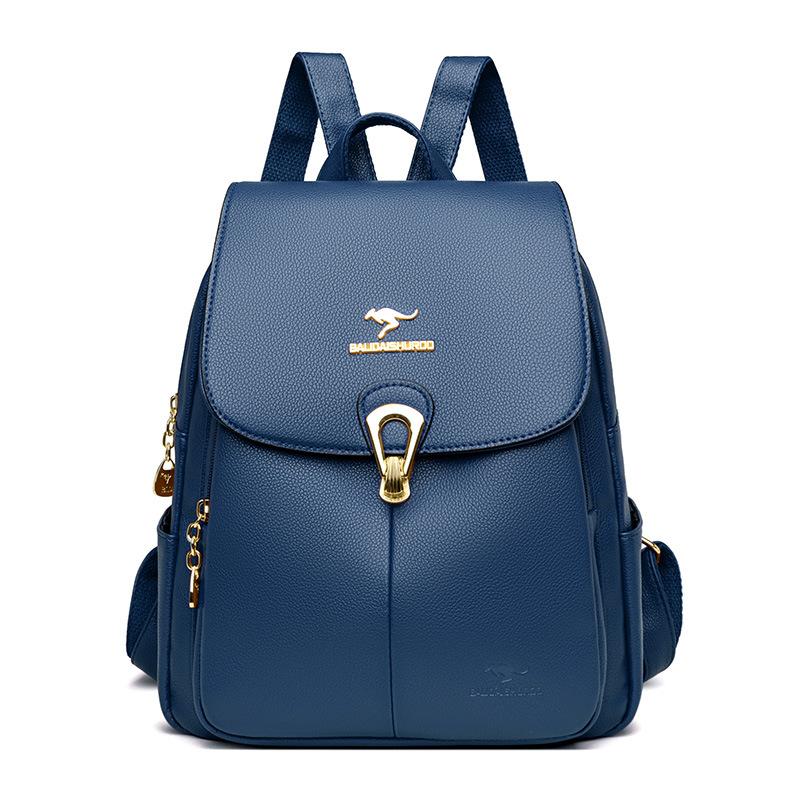 New Backpack for Women's Soft Leather New Fashionable Backpack Middle-aged Mother Travel Bag Soft Leather Large Capacity