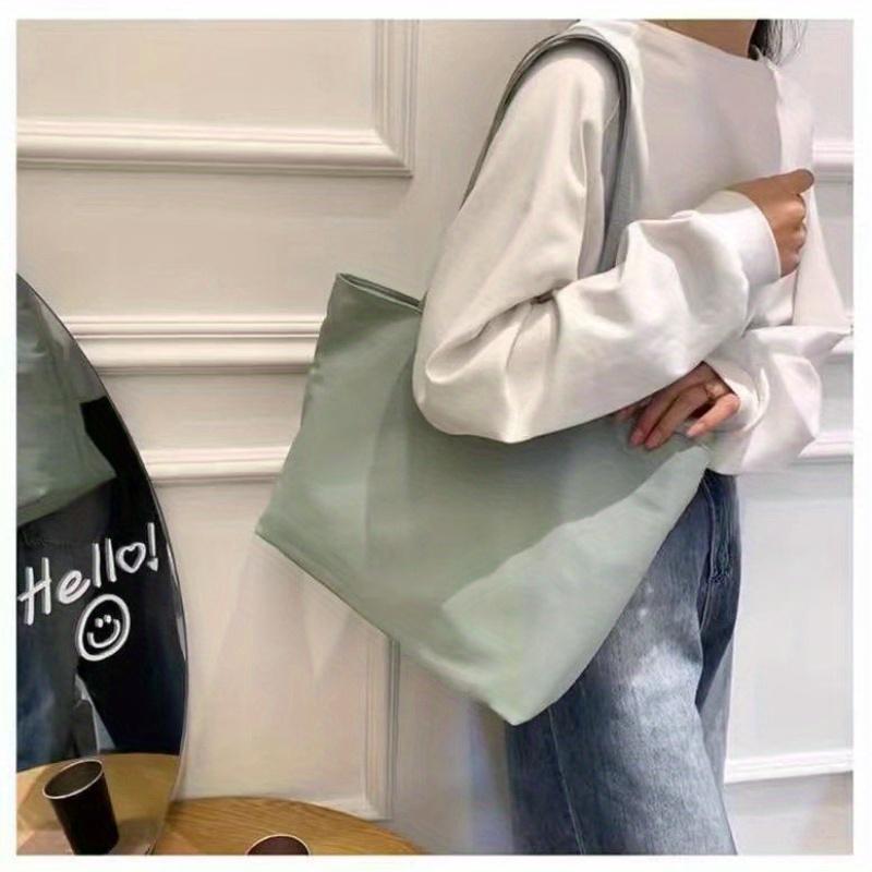 

Women s Minimalist Casual Solid Color Tote Bag -Large Capacity Shoulder Bag with Zipper Closure, Durable & Spacious for Commuting, Work, Travel зелёный
