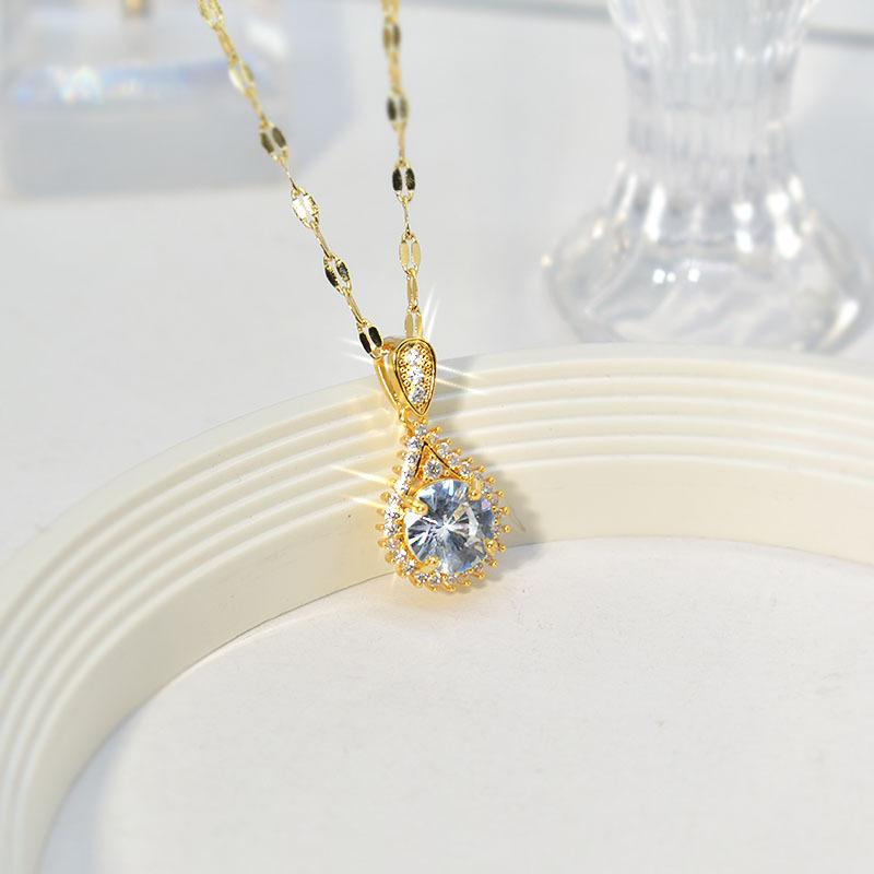 Water Drop Necklace, Simple And Personalized Women'S Single Product, Versatile Titanium Steel Collarbone Chain