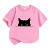 Child Cute Kitten T-shirt Girls White Pink Short Sleeve T-shirts Tops Summer Casual Party Supplies Tee