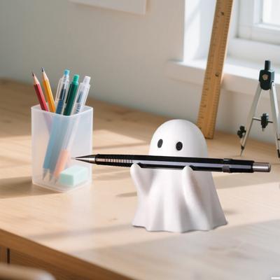 Simpatico Portapenne Fantasma per Scrivania Organizzatore di Matite di Halloween Fantasma Bianco Porta Penne per Casa Spazio di Lavoro Decorazione da Tavolo