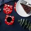 10PC Snowflake Printed Party Red Holiday Felt Coasters Table Decor Christmas Cup Mats Festive Absorbent Wool Beverage Decoration