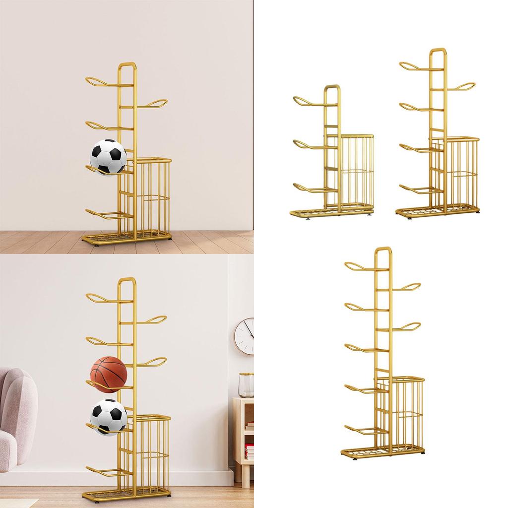 Ball Storage Holder Freestanding Racks for Rackets Badminton Volleyball 58x23.5x86cm