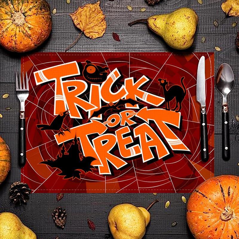 

4/6/8Pcs Halloween Placemats Gothic Skull Table Mat Day of The Dead Skull Decoration Supplies for Home Kitchen Table Dining Mat 4Pcs-30X45cm(12X18in