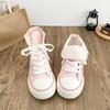 Fresh Women Canvas Shoes High Flat Canvas Sneakers Lace Up Student Black Sport Shoes Pink Girls Shoe Summer