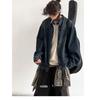 Pánská japonská retro distressed džínová bunda na jaro a podzim - Ležérní, volný střih pro páry