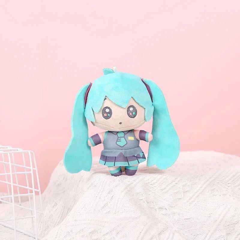 New Hatsune Miku Plush Keychain 14cm Anime KAITO MEIKO Series Len Rin Cute Soft Stuffed Doll Key Chain Bag Pendant Girls Gift