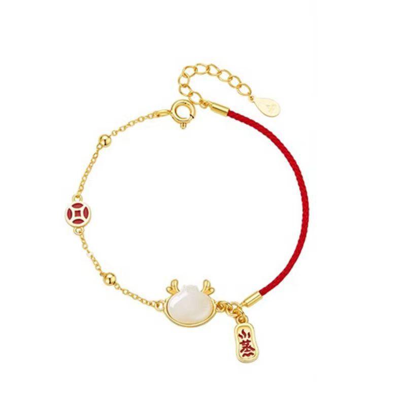 

Guochao Новый браслет из красной веревки Женский Легкая роскошь Высокий класс Нишевые Персонализированные украшения Процветают Плетение