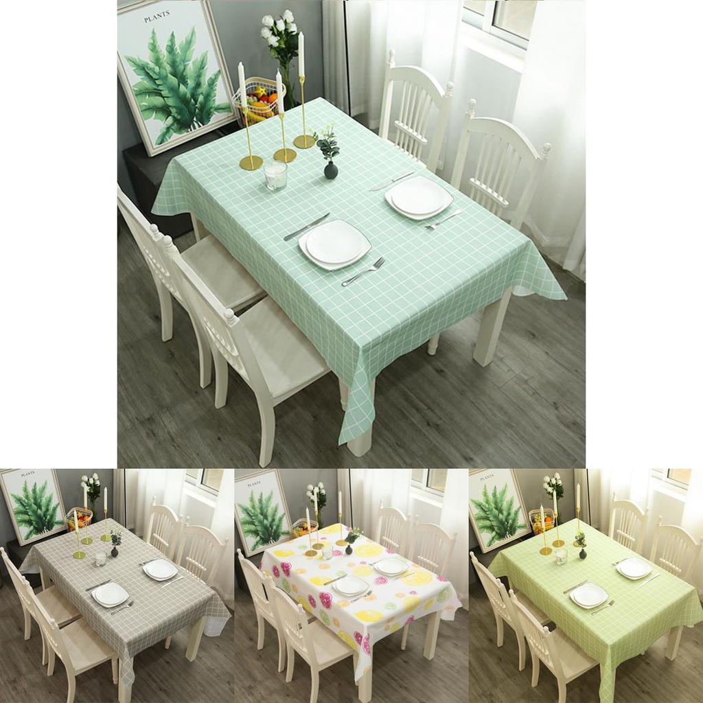Peva Tablecloth With Simple Plaid Design Waterproof And Easy To Clean**