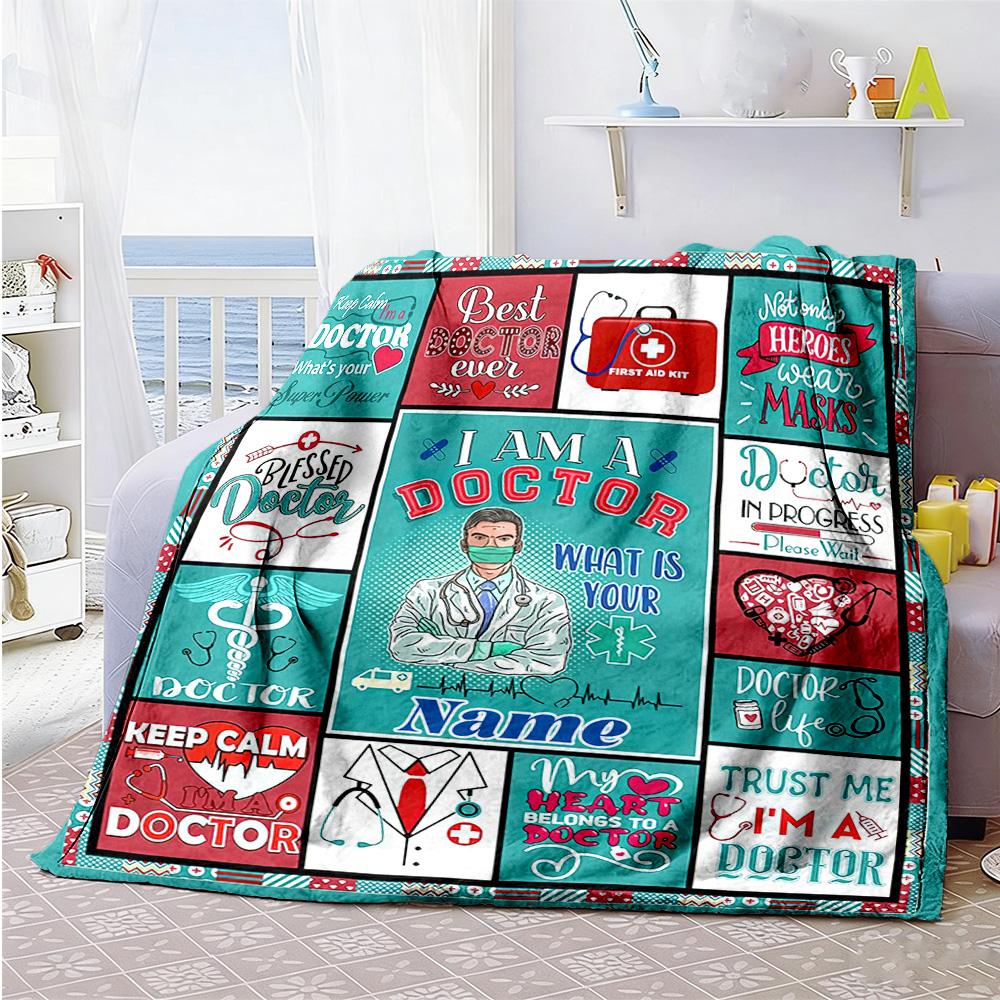 Doctor Personalized Name Blanket Gift Personalized Blanket Durable Comfort Suitable for Office Chair Seaside Living Room Picnics All-Season Use