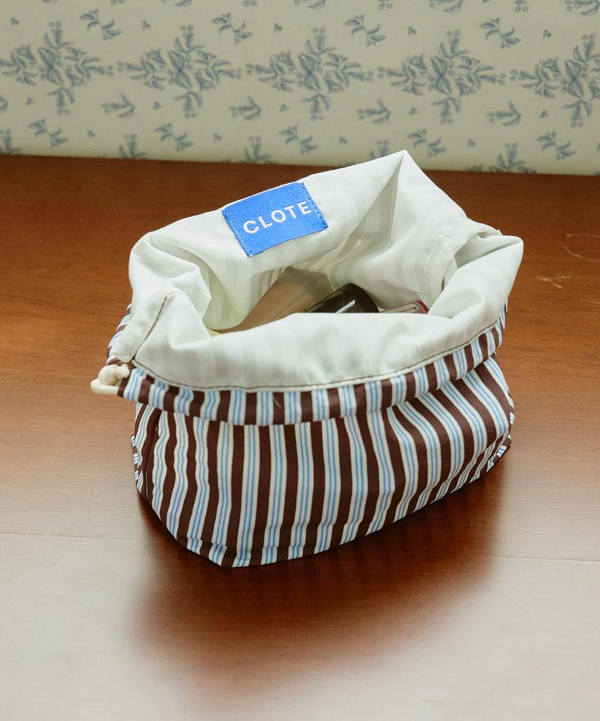 Clote String Pouch - Striped Brick
