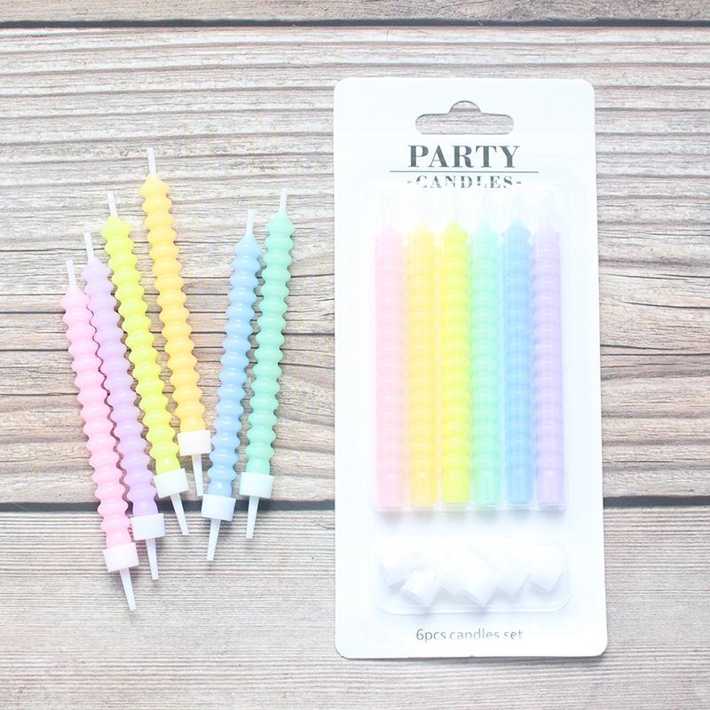 

Colorful Birthday Candles Creative Romantic Party Spiral 6-pinning Card Pack Baking Decoration ML0020-4 Candle
