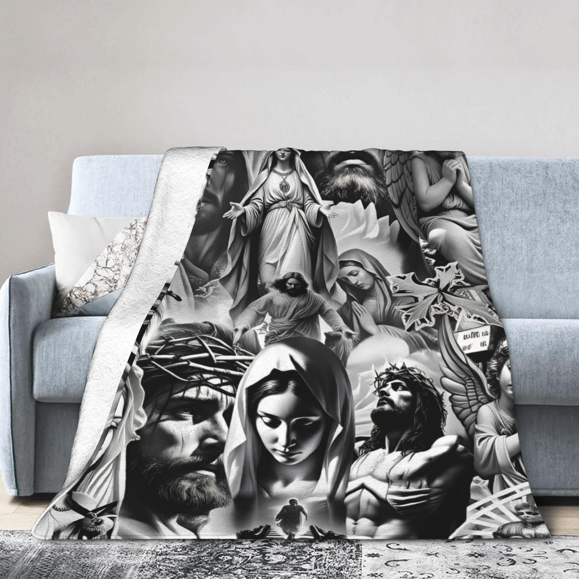 

Mary and Jesus Blanket Quality Warm Soft Bedding Throws Winter Girls Boys Couch Chair Sofa Bed Pattern Bedspread 75x100cm