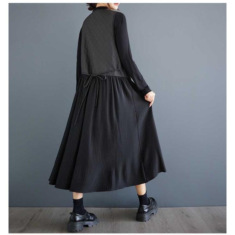 Niche Design Irregular Splicing V-neck Fashion Temperament Versatile Sleeveless Dresses