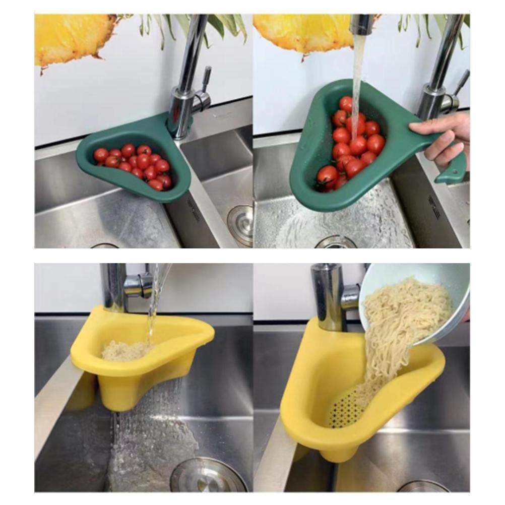 Sink Strainers Basket Punch Free Sink Drain Shelf Triangular Corner Kitchen Sink Hanging Strainer