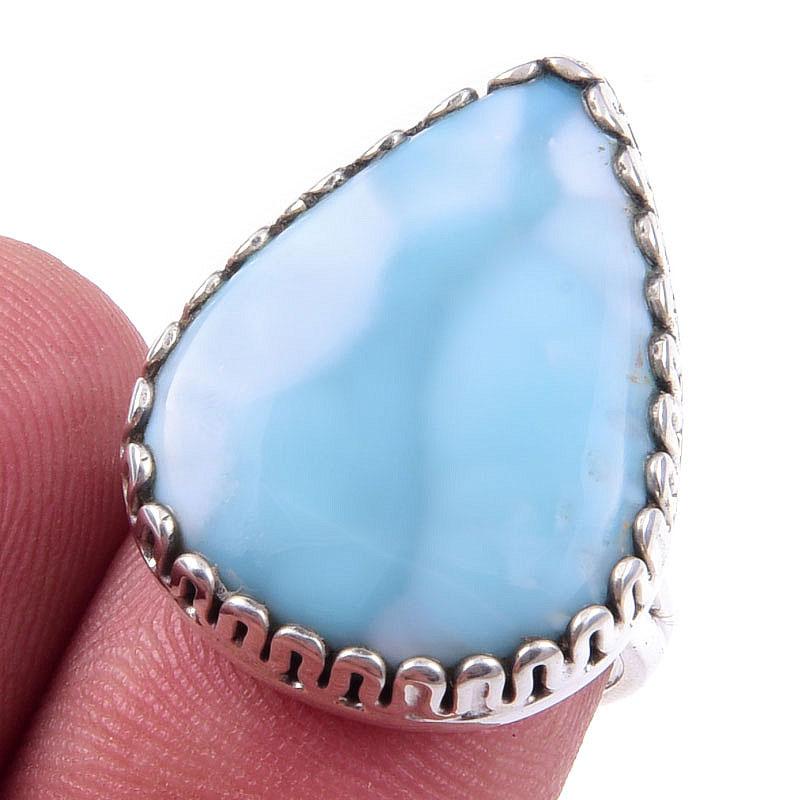 

Natural Republic Larimar Gemstone 925 Solid Sterling Silver Gift Ring S.6 K2f18