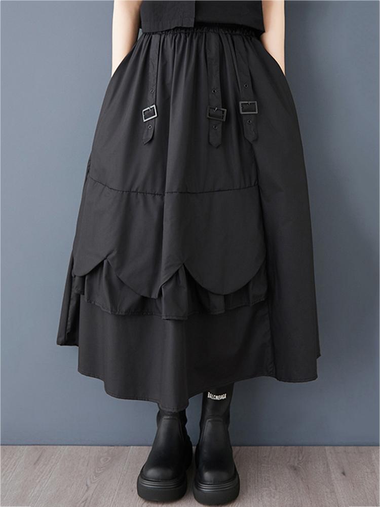 Xitao Asymmetrischer Rock mit Pailletten und Knopftasche GMM1283