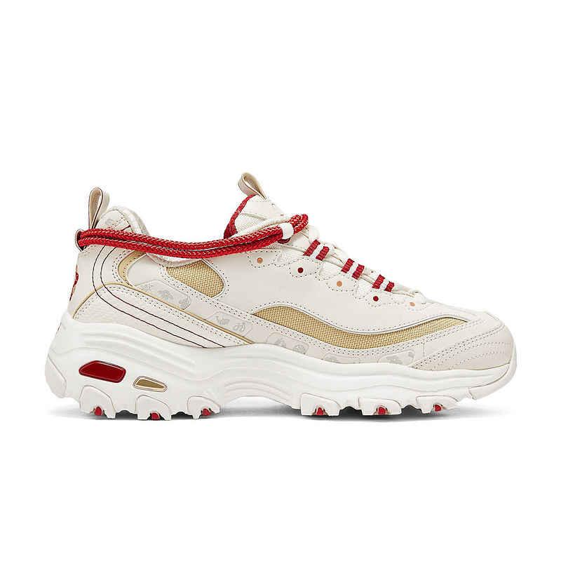 Skechers DLites 1.0 Panda Shoes New Year Limited Comfortable Versatile Thick Sole Height Increasing Low Top Casual Shoes Women Sneaker 800028-WRD