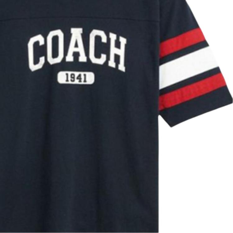 Coach Ss25 Cotton Printed V-Neck Outdoor Sports Short Sleeve T-Shirt Men T-Shirts Dark-Blue CY572-VIN