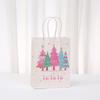 12/30pcs Pink Christmas Paper Tote Bags Thank You Gift Bags for Party Favors Retail Packaging