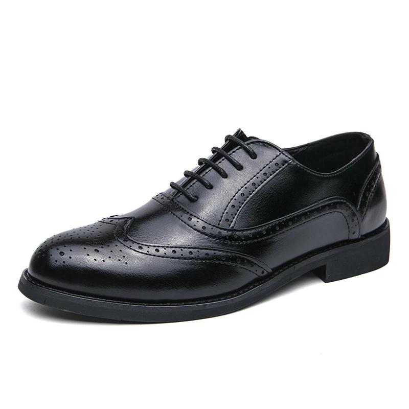 Fashion 2025 British Style Men Prom Evening Dresses Shoes New Casual Leather Lace-Up Oxfords Shoes Fashion Antiskid Flat Designer Shoes