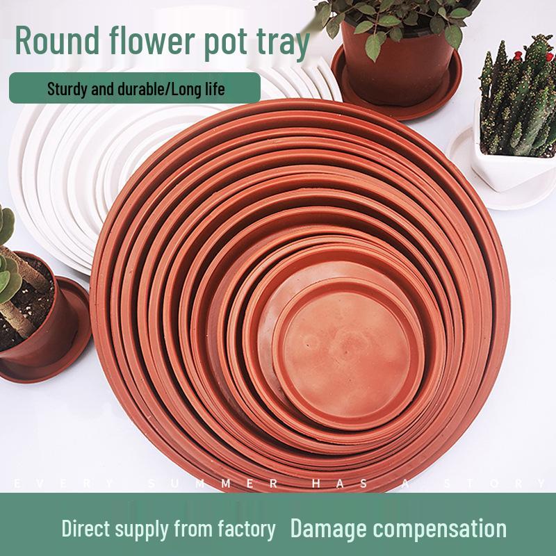 Thickened Round Plastic Flower Pot Water Tray - Large Draining Base for Succulents & Golden Pothos.
