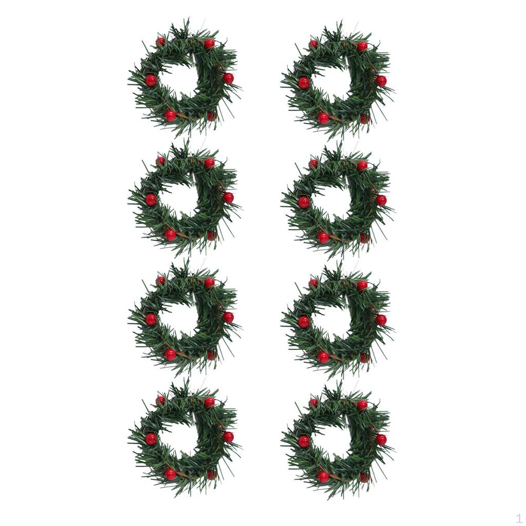Candle Ring Wreath Greenery Artificial Garland Pillar Candleholder for Party Home