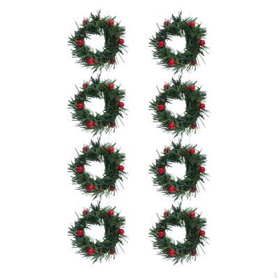 Candle Ring Wreath Greenery Artificial Garland Pillar Candleholder for Party Home